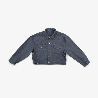Cropped Bull Denim Trucker Jacket - Dolphin Blue 