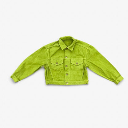 Bull Denim Cropped Trucker Jacket - Celery Green