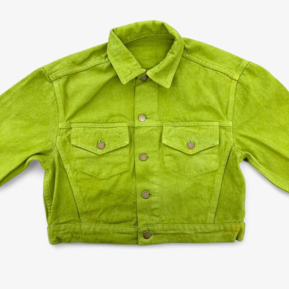 Bull Denim Cropped Trucker Jacket - Celery Green