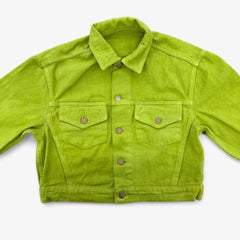 Cropped Bull Denim Trucker Jacket - Celery Green view 5