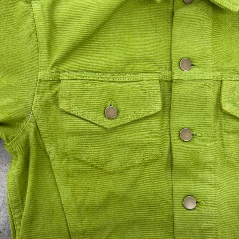 Bull Denim Cropped Trucker Jacket - Celery Green