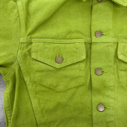 Bull Denim Cropped Trucker Jacket - Celery Green
