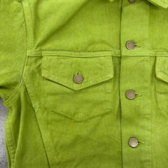 Cropped Bull Denim Trucker Jacket - Celery Green view 6