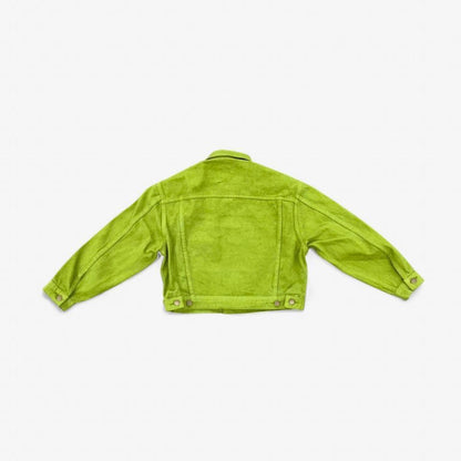 Bull Denim Cropped Trucker Jacket - Celery Green