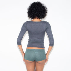 Polycotton Mini Shorts - Heather Green view 2