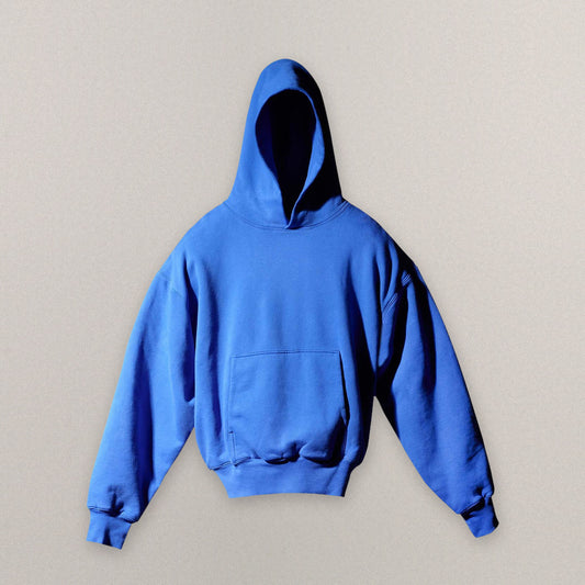 Yeezy Gap Perfect Hoodie in Blue, official Yeezy Gap studio photo #color_Blue
