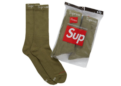 Supreme / Hanes Crew Socks (4 Pack) 'Olive'