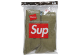 Supreme / Hanes Crew Socks (4 Pack) 'Olive' view 1