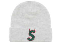 Supreme® New Era® Devil's Logo Beanie — Heather Grey view 1