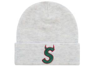 Supreme® New Era® Devil's Logo Beanie — Heather Grey