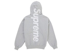 Supreme® Satin Appliqué Hooded Sweatshirt — Heather Grey view 1