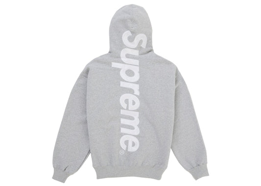 Supreme® Satin Appliqué Hooded Sweatshirt — Heather Grey (back appliqué)