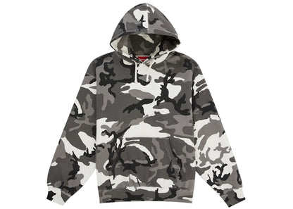 Supreme® Satin Appliqué Hooded Sweatshirt — Snow Camo (front)