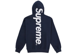 Supreme® Satin Appliqué Hooded Sweatshirt — Washed Navy (back appliqué)