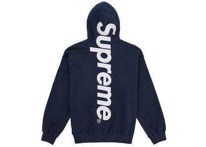 Supreme® Satin Appliqué Hooded Sweatshirt — Washed Navy (back appliqué)
