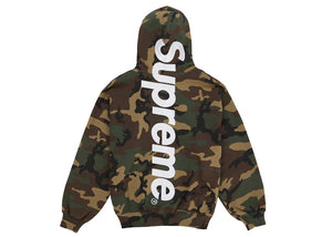 Supreme® Satin Appliqué Hooded Sweatshirt — Woodland Camo (back appliqué)