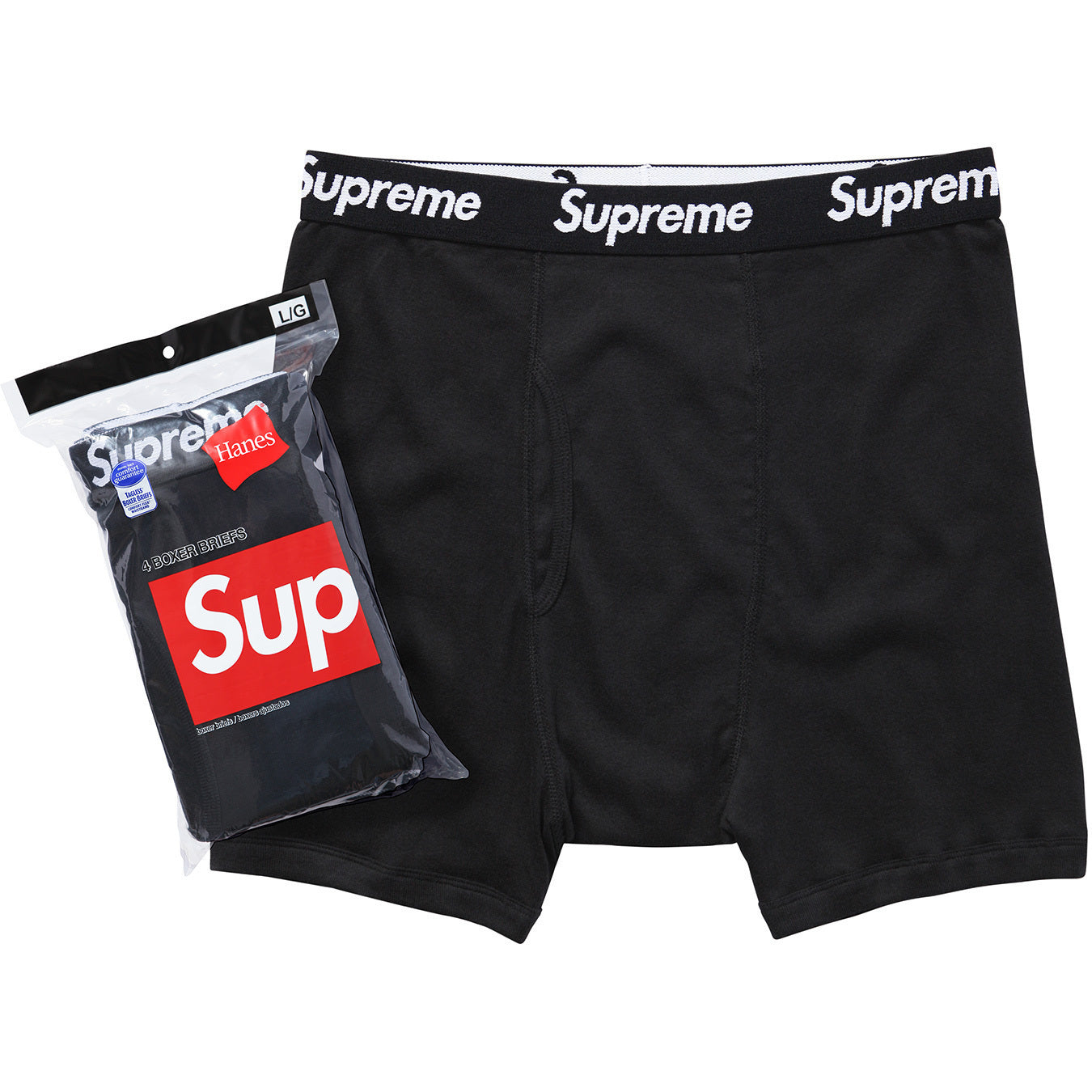 Supreme®/Hanes® Boxer Briefs (4 Pack) — Black