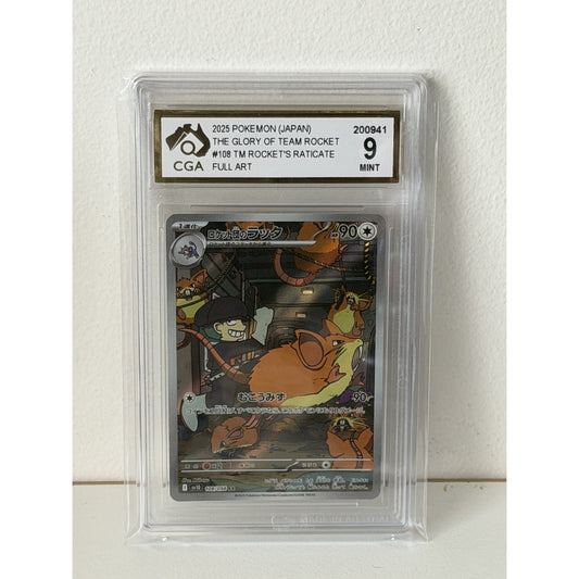 CGA GRADED CARD - 2025 POKEMON (JAPAN) THE GLORY OF TEAM ROCKET #108 TM ROCKET'S RATICATE FULL ART