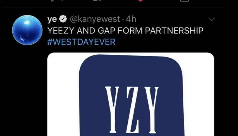 The post that kicked off the collaboration — and sent Gap's stock up as much as 40% in a single day.